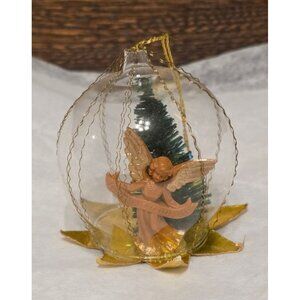Vintage Angel Diorama Wire Wrapped Christmas Ornament Rare Unique Retro